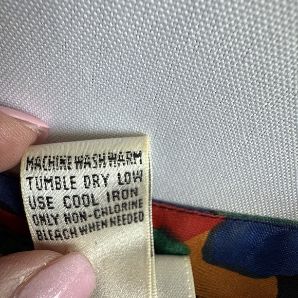 NICOLA‎ Vintage Long Sleeve Blouse Size 12 Multicolored Abstract Print Silky - Picture 8 of 11